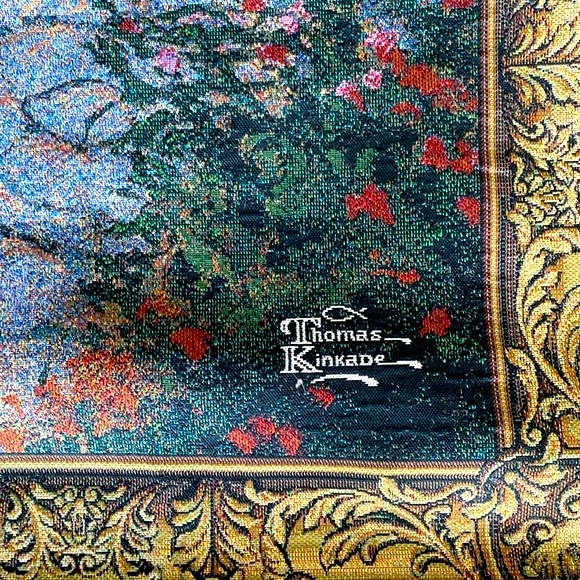 Thomas Kincade hanging tapestry- Hidden Cottage 54”x 80”. - Picture 3 of 7